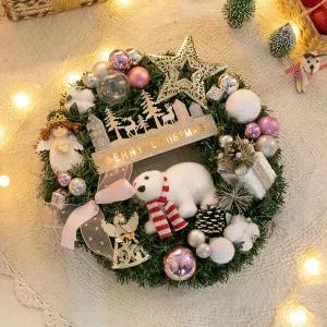 아트박스/플라워트리 크리스마스 리스 벽장식 플레르 곰 45cm 소품 데코 문