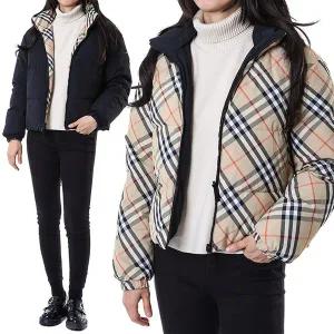 [버버리] 뉴클래식 체크 양면 여성 숏 패딩 점퍼 베이지/8103928