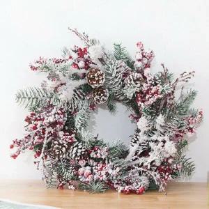 아트박스/플라워트리 크리스마스 리스 벽 장식 완제품 스노우 솔방울 45cm