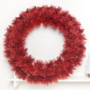 [아트박스]/플라워트리 [1+1] 크리스마스 레드 글리터 리스 벽장식 펄솔 60cm