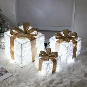 아트박스/플라워트리 크리스마스 LED 선물상자 대형 장식 3단 메이드 30cm