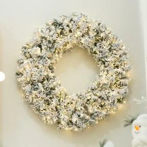 아트박스/플라워트리 크리스마스 스노우 리스 무장식 벽장식 눈쌓인 60cm