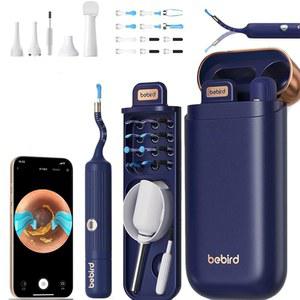 카메라가 장착된 무선 이어 클리너, HD 비주얼 오토스코프 왁스 제거 도구 키트, 빛이 있는 스마트 피커, 13개의 부드러운 팁 및 핀셋, 습식 건조 이어왁스(파란색)