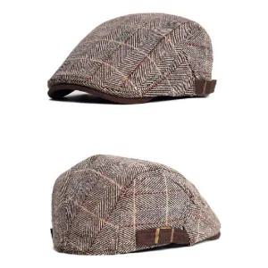 남성 체크 헌팅캡 모자 할아버지 겨울 울 중년 베레모 여성패션모자