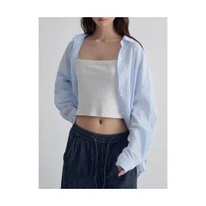 매장정품 에잇세컨즈 8 Seconds 8SECONDS 시어 스트라이프 오버핏 셔츠 스카이 블루 325764LY1Q 302871