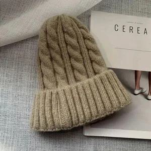 겨울 꽈배기 스타일 니트 모자(카키) 털모자 고품질 0