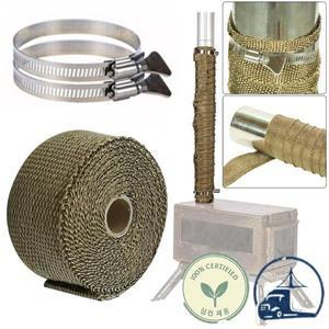 DIY 텐트 스토브 내화성 리본 조절 가능 파이프 랩 클램프 2개 포함 연도 보호대 단열