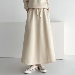 여성 기모 무지 A라인 플레어 롱스커트 11SK0042 겨울