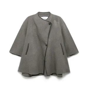 [나이스클랍](N244MWCA58) 가죽 블록 핸드메이드 코트