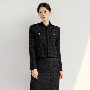 [시크라인] (~XXL까지) 미로세 프린지 펄 트위드 자켓 겨울 하객룩 오피스룩 연말룩 모임룩 격식룩 빅사이즈