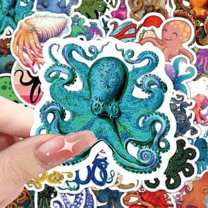 10/60Pcs 해양 생물 문어 낙서 스티커 워터 컵 냉장고 스케이트 보드 수하물 기타 DIY 장식 데칼 편지지