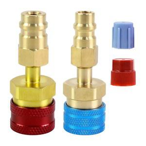 AMZAUTO R1234YF 어댑터, R1234YF-R134A 퀵 커플러, 냉매 공조 시스템 호스 R134A 어댑터 피팅용 파란색 및 빨간색 하이 로우 사이드 커넥터 변환 키트