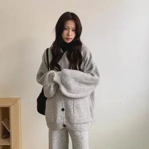 [다잇템] 여자 캐쥬얼 투피스 카디건 바지 후디 빅사이즈 세트