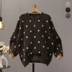 [모노시크] 라우드 도트 배색 루즈핏 니트_MNKT241