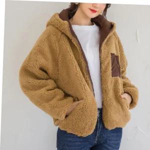 여성후리스기모집업 여성 양털 후드 후리스 집업 자켓 겨울 뽀글이점퍼
