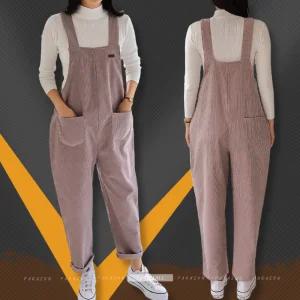 멜빵바지 기모 코듀로이 점프수트 여성 가을 겨울 팬츠 (국내산) 9645 여자 와일드