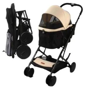 튼튼한바퀴유모차 강아지 간편한 폴딩 유모차 코모도 베이지 1P 병원 병원유모차