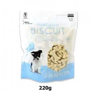 강아지 간식 바우와우 밀크 칼슘 비스켓 220g 1팩 고단백 영양