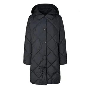 [셀러허브 패션]헤지스 여성s 니트후드 롱 구스 다운 점퍼 블랙 HSJU5D012BK