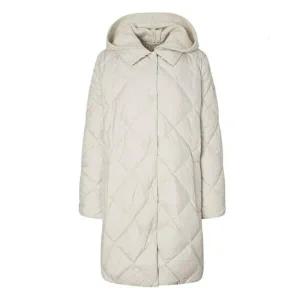 [셀러허브 패션]헤지스 여성s 니트후드 롱 구스 다운 점퍼 라이트베이지 HSJU5D012I1