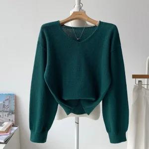 [가격실화/실물갑~!] 피니아 아이비 가오리 브이넥 니트 티셔츠