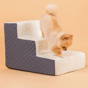 [콩심팥심]강아지 퀼팅 3단 스텝 (그레이) 반려견 슬개골 계단