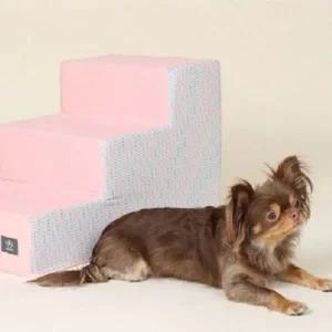 [콩심팥심]강아지 삼각 3단 스텝 (핑크) 반려견 슬개골 계단