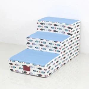 [콩심팥심]강아지 피쉬 펫스텝 3단 피쉬블루 관절 논슬립 계단 강아지발판