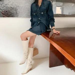 [하프클럽/]여성 랩스커트 키치무드 진 미니스커트와 남방