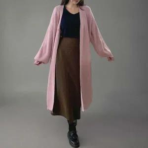 |CMJ6938|여성 캐릭터 프린트 루즈핏 골지 롱 가디건