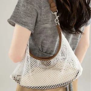메쉬 그물 숄더백 여름 비치 가방 여행용 휴가 스타일 백
