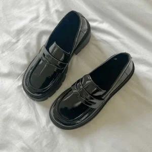 [라일리] Rly 모임 패션 구두 스타일 통굽 청키 검정 로퍼 코  42090967)