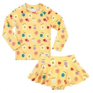 스마일 옐로우 숏스타일 상하래쉬가드 여아 유아 아동