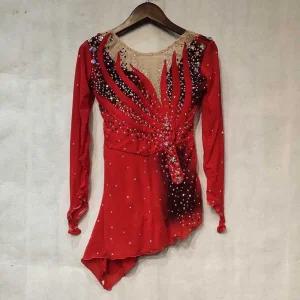 블랙큐빅 피겨의상 피겨스케이팅 큐빅 무용 긴팔 의상