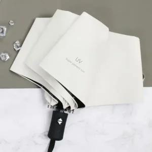 자외선차단 접이식 3단 암막 자동우산 화이트 단우산