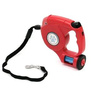 [콩심팥심]자동 빨강 리드줄 만능 배변봉투 3in1 애견 후래쉬