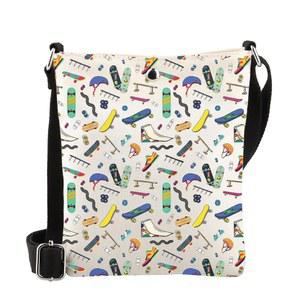 WSNANG 스케이트보드 선물 크로스바디 백 숄더백 애호가를 위한