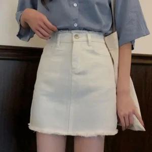 여자 여성 미니 스커트 치마 포멀룩 하이웨스트 캐주얼 A라인 데님