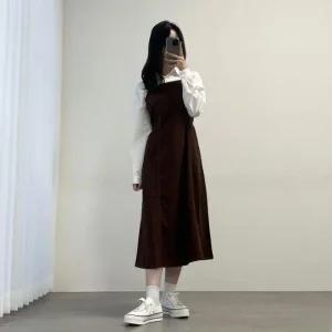 여성 A핏 가을 롱원피스 쉬폰원피스 정장원피스 하객원피스 스웨이드 3컬러