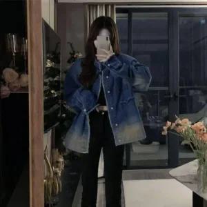 디스트로이드 청 빈티지한 데님 자켓 아우터 캐주얼하고