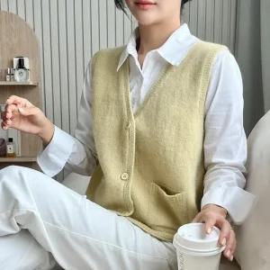 [아우트]조끼 메커드 베이직 기본 니트 포켓 베스트