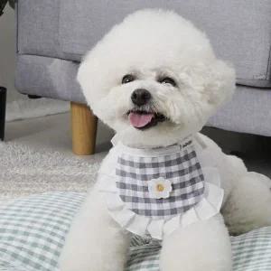 [콩심팥심]강아지 체크 케이프 1P 애견 사이즈조절 턱받이 패션