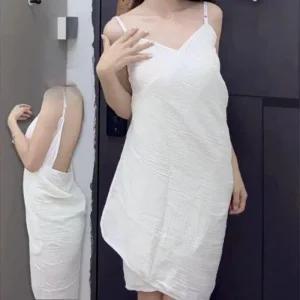 여성 소프트 로브 가운 어깨끈 랩업 샤워 1P 목욕