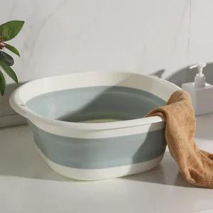 세수 캠핑 바스켓 실리콘 대야 둥근 접이식 낚시 폴딩 세차 사각 그레이(소형)