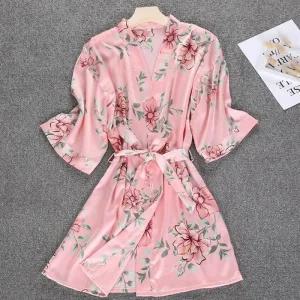 꽃무늬 샤워 가운 골프 실크