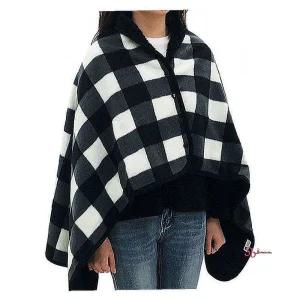 극세사블랭킷 80x130 캠핑 담요 체크 블랑캣 블랙 휴대용 쇼파 기모 똑딱이망토nop305