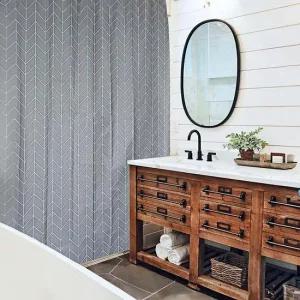 대형 화장실 샤워 헤링본 체크 욕실 커텐 방수 커튼 방수커튼 샤워커텐 욕실샤워커튼 욕실커텐 샤워실커튼