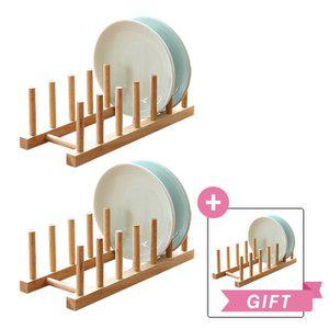 [홈스몰]쿡차미 원목 접시꽂이 2P + 접시꽂이 1개 더
