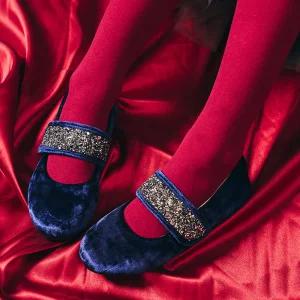 빔보빔바 벨벳반짝이플랫 여아구두