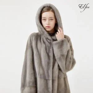 [하프클럽/진도]24FW 진도 엘페 휘메일 풀스킨 후드 롱코트 - 실버블루, 카키